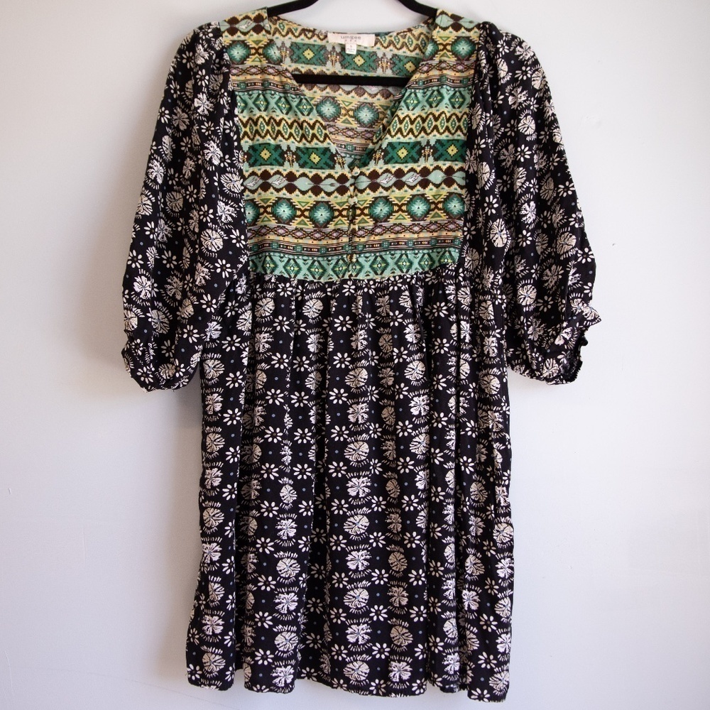 Umgee multi print babydoll mini dress-S
